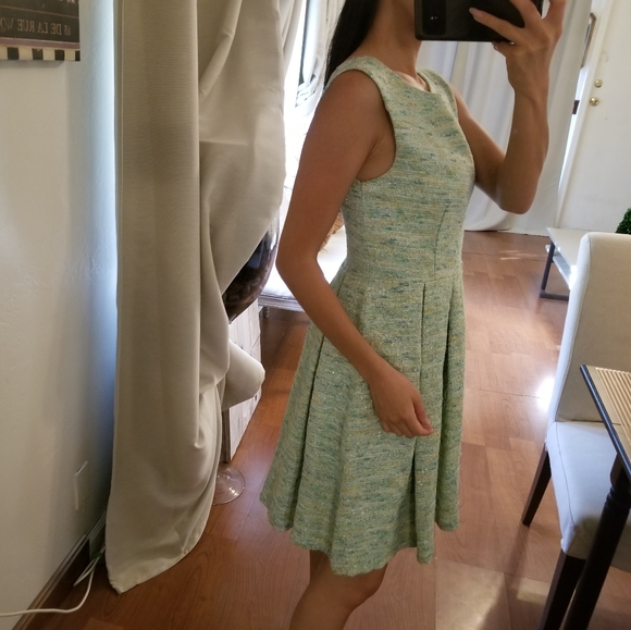 Anthropologie Spring Shimmer Boucle Pleated Dress - Picture 3 of 7